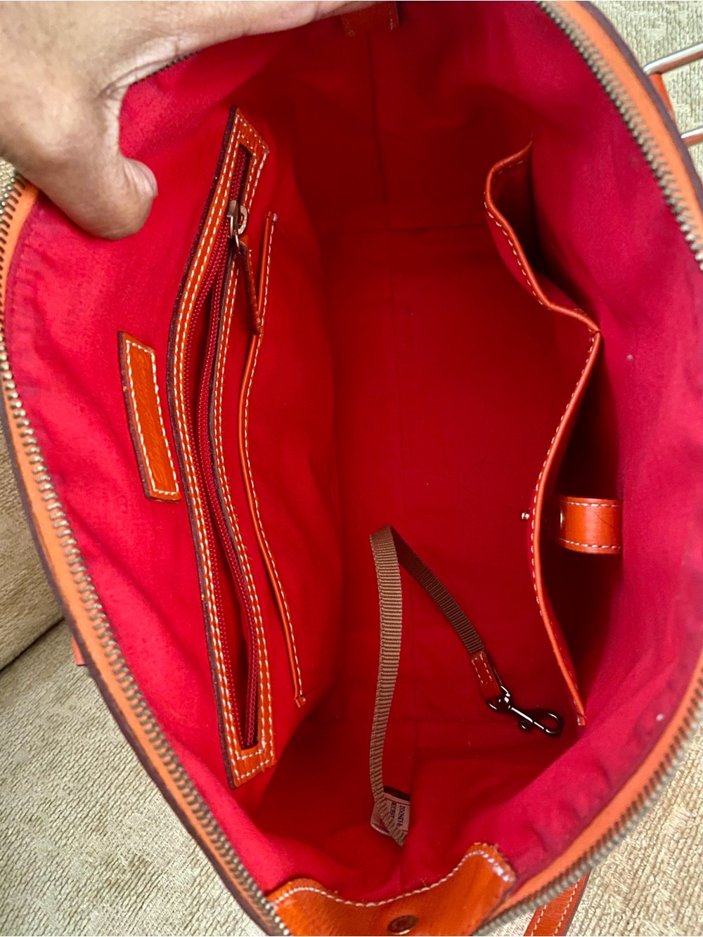 Dooney & Bourke embossed leather satchel - Orange - Picture 5 of 6